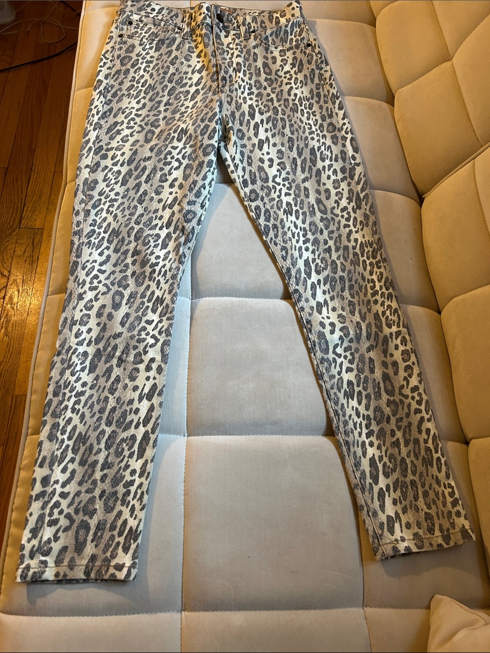 Joe's Jeans Leopard Print Skinny Jeans in Gray and Cream